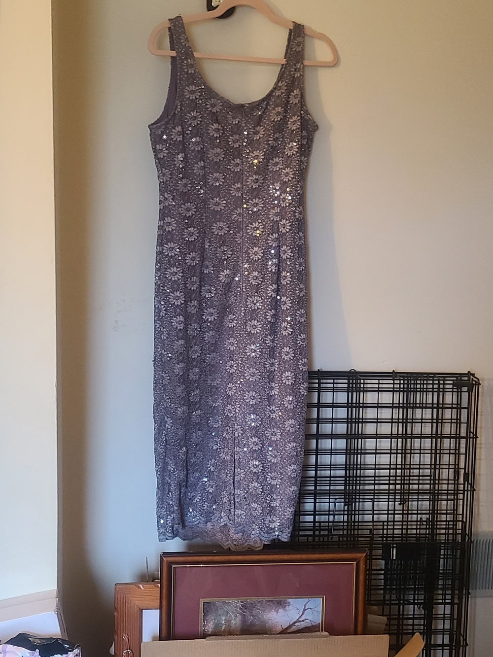 Alex Evenings Lavender Floral Maxi Dress with Sequin Detail - Picture 4 of 6